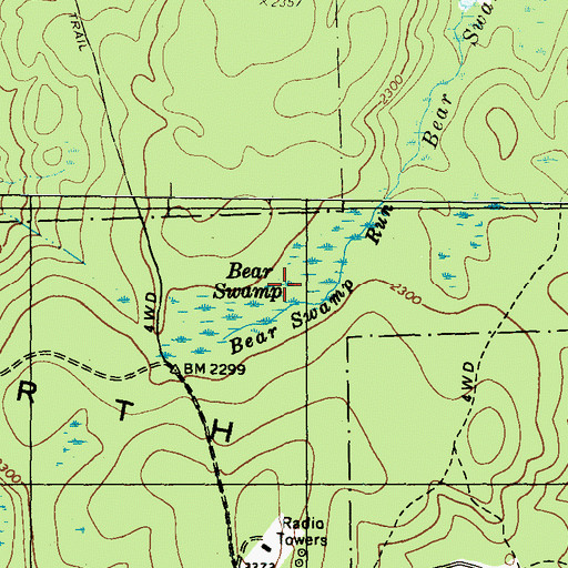 Topographic Map of Bear Swamp, PA