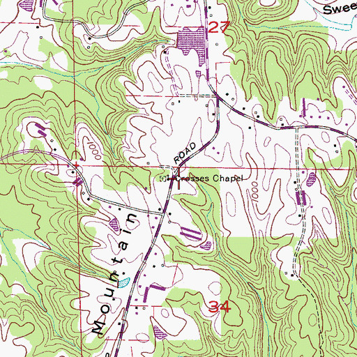 Topographic Map of Crosses Chapel United Methodist Church, AL