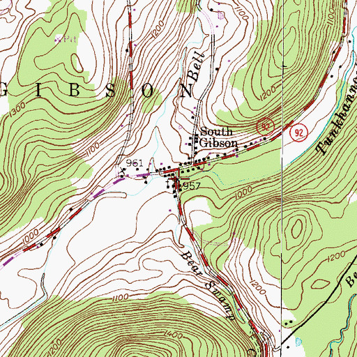 Topographic Map of Bear Swamp Creek, PA