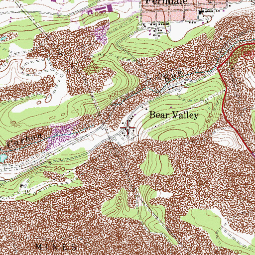 Topographic Map of Bear Valley, PA