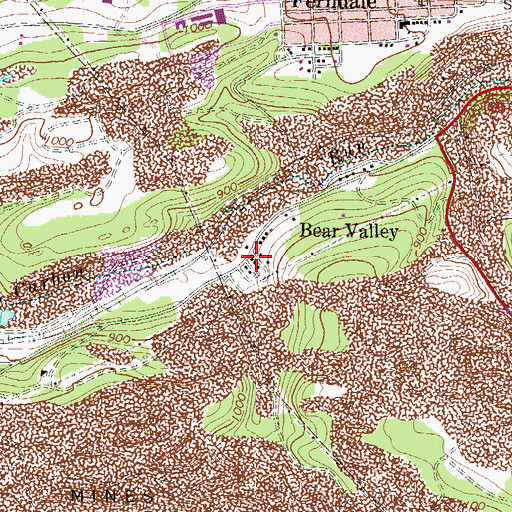Topographic Map of Bear Valley, PA