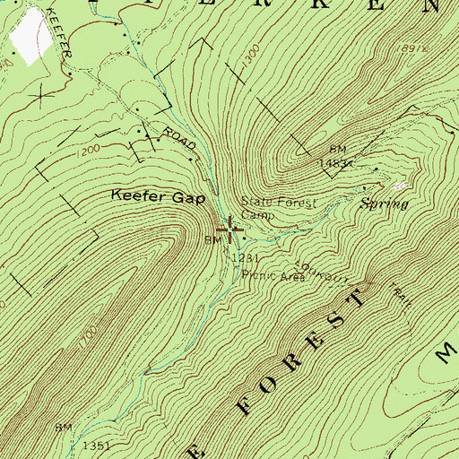Topographic Map of Bear Valley, PA