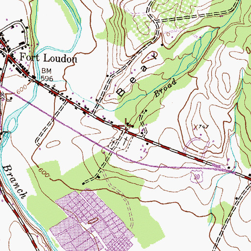 Topographic Map of Bear Valley, PA