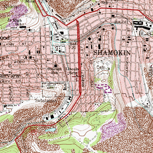 Topographic Map of Bear Valley, PA