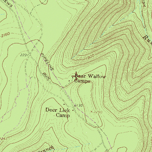 Topographic Map of Bear Wallow Camps, PA