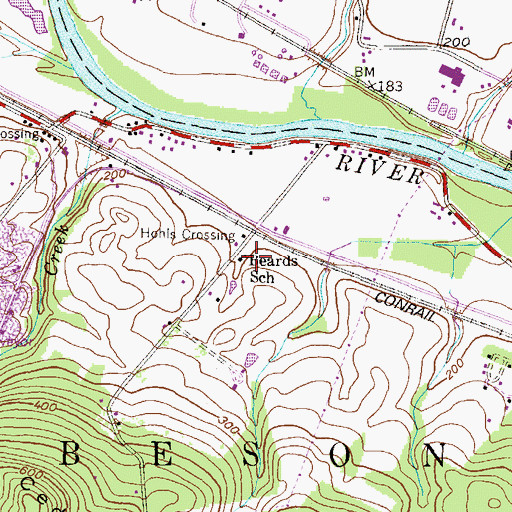 Topographic Map of Beards School, PA