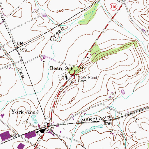 Topographic Map of Bears School, PA