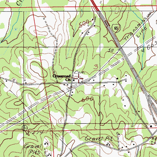 Topographic Map of Crossroad Church, AL