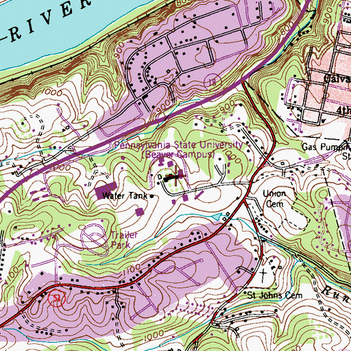 Topographic Map of Beaver County Sanitarium, PA