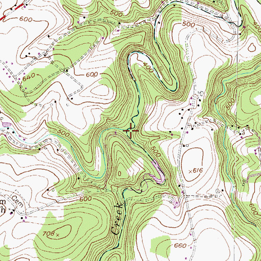 Topographic Map of Beaver Creek, PA