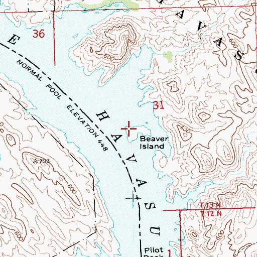 Topographic Map of Beaver Island, AZ