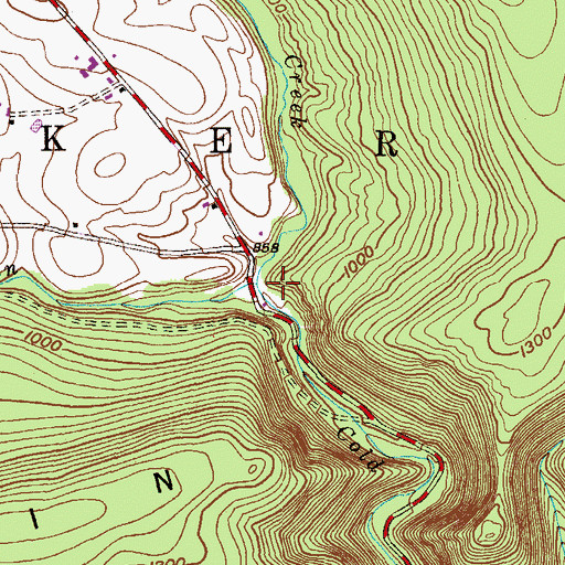 Topographic Map of Beaver Creek, PA