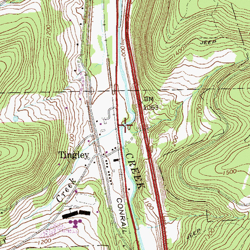 Topographic Map of Beaver Creek, PA