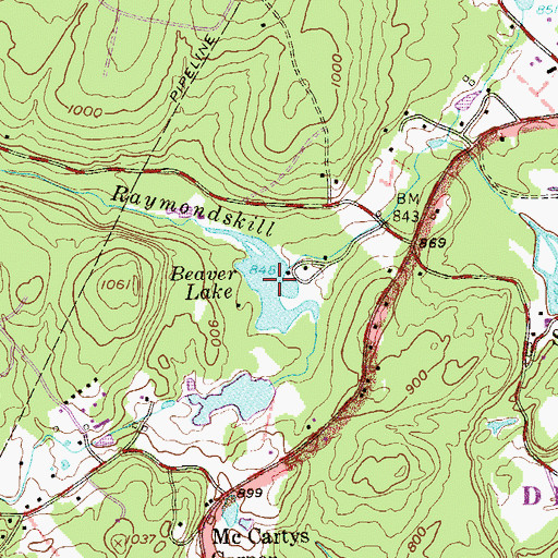 Topographic Map of Beaver Lake, PA