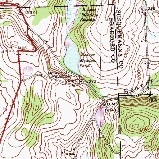 Topographic Map of Beaver Meadow Cemetery, PA