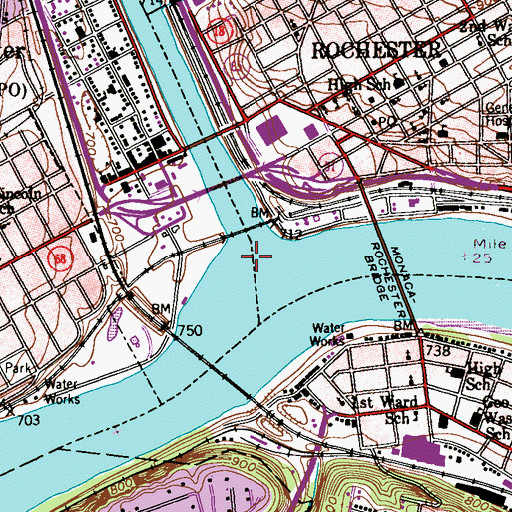 Topographic Map of Beaver River, PA