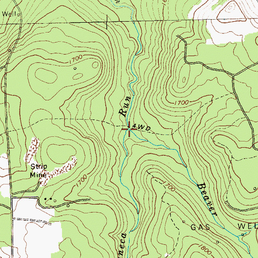Topographic Map of Beaver Run, PA