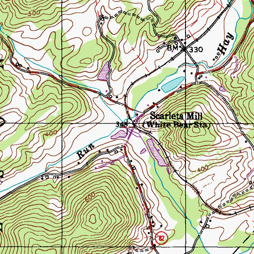 Topographic Map of Beaver Run, PA