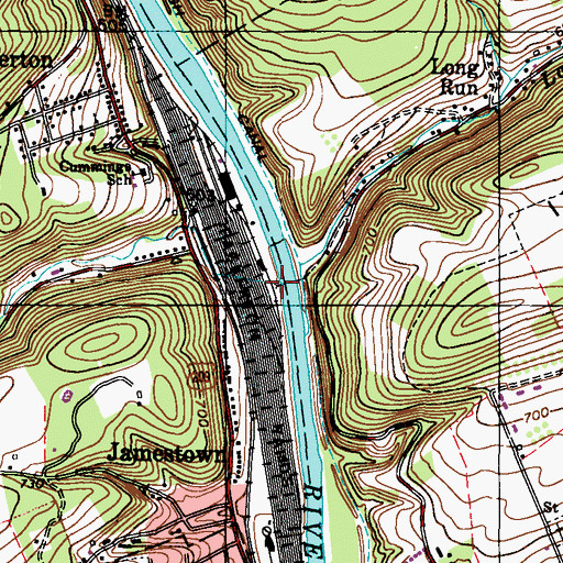 Topographic Map of Beaver Run, PA