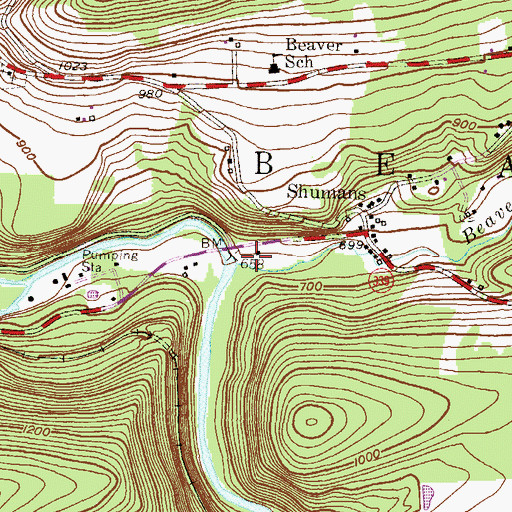 Topographic Map of Beaver Run, PA