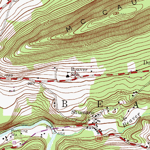 Topographic Map of Beaver School, PA