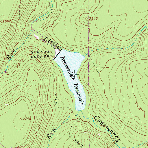 Topographic Map of Beaverdale Reservoir, PA