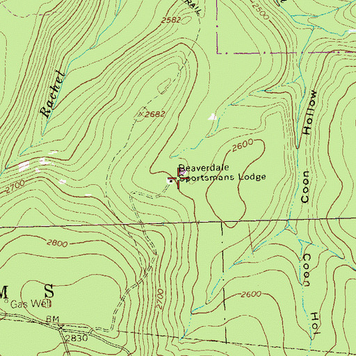 Topographic Map of Beaverdale Sportsmans Lodge, PA