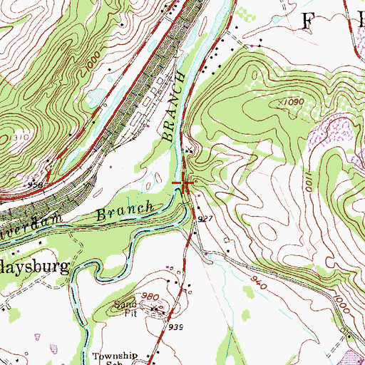 Topographic Map of Beaverdam Branch, PA