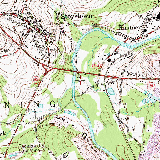 Topographic Map of Beaverdam Creek, PA