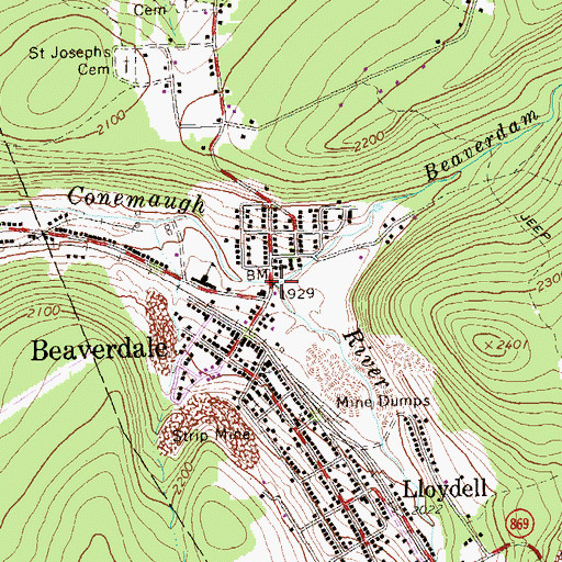 Topographic Map of Beaverdam Run, PA