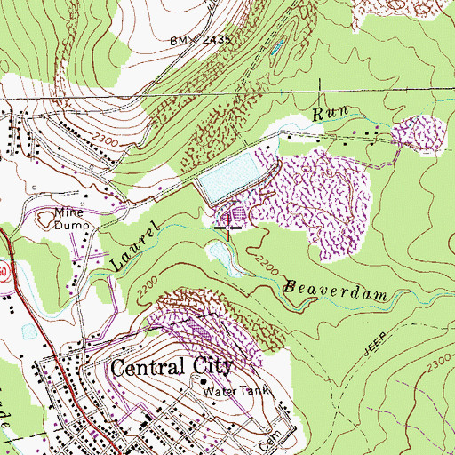 Topographic Map of Beaverdam Run, PA