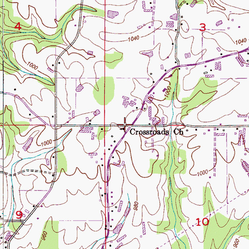 Topographic Map of Crossroads Church, AL
