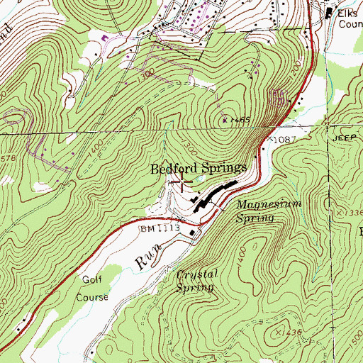 Topographic Map of Bedford Springs, PA