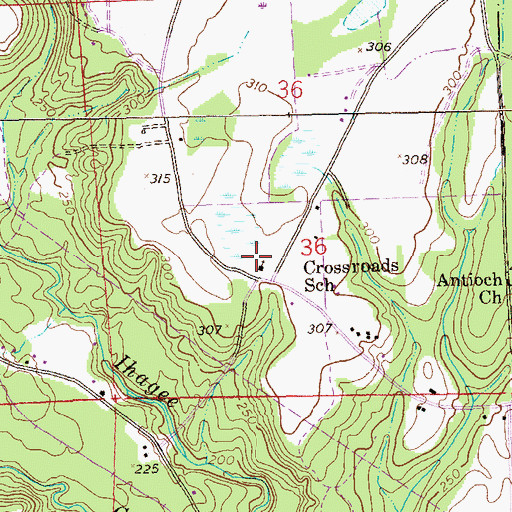 Topographic Map of Crossroads School, AL