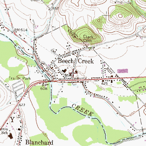 Topographic Map of Beech Creek, PA