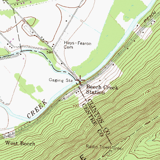 Topographic Map of Beech Creek, PA