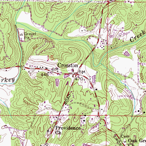 Topographic Map of Crosston, AL