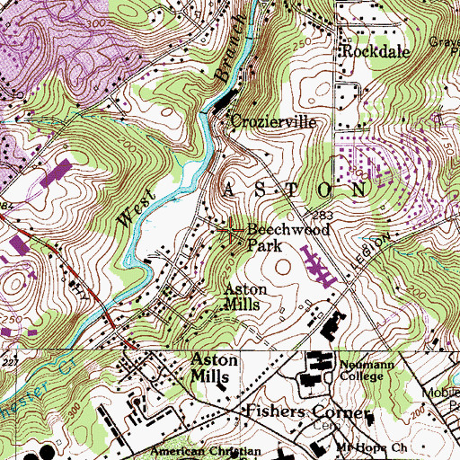 Topographic Map of Beechwood Park, PA