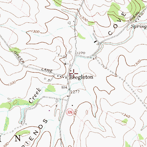 Topographic Map of Beegleton, PA