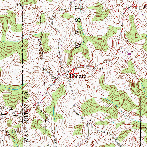 Topographic Map of Beham, PA