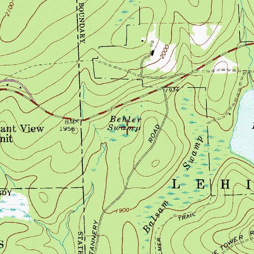 Topographic Map of Behler Swamp, PA