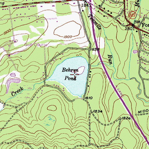Topographic Map of Behren Pond, PA