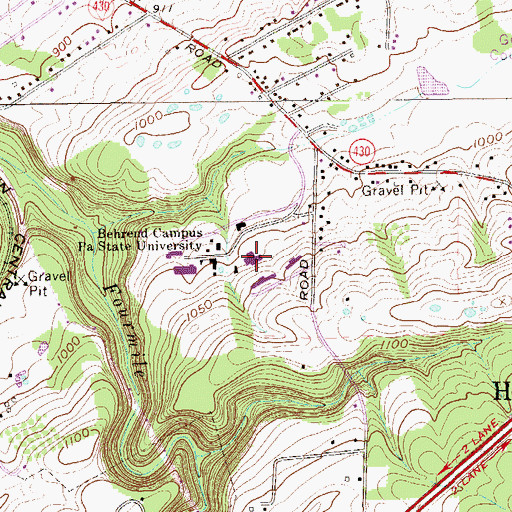 Topographic Map of Pennsylvania State University Behrend College, PA
