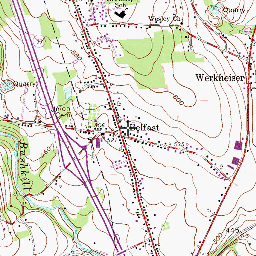 Topographic Map of Belfast, PA