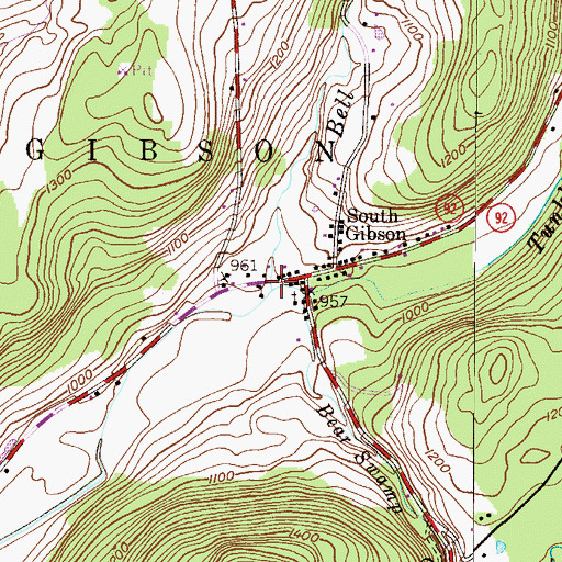 Topographic Map of Bell Creek, PA