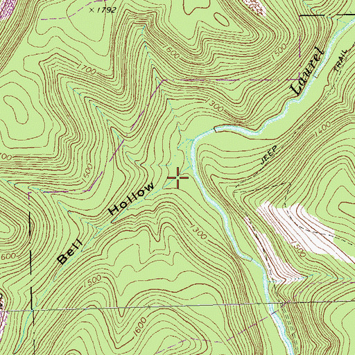 Topographic Map of Bell Hollow, PA