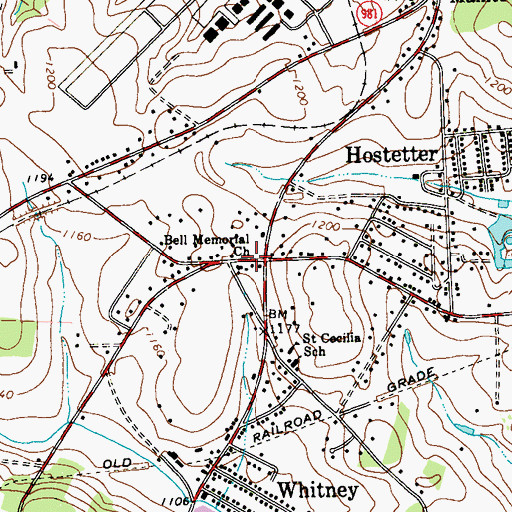Topographic Map of Bell Memorial Church, PA