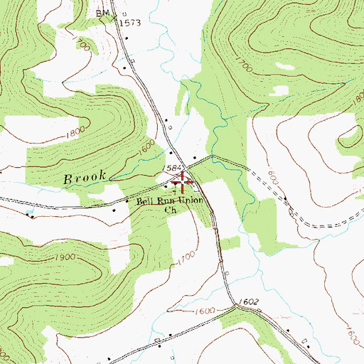 Topographic Map of Bell Run Union Church, PA