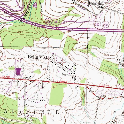 Topographic Map of Bella Vista, PA