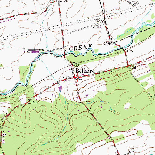 Topographic Map of Bellaire, PA